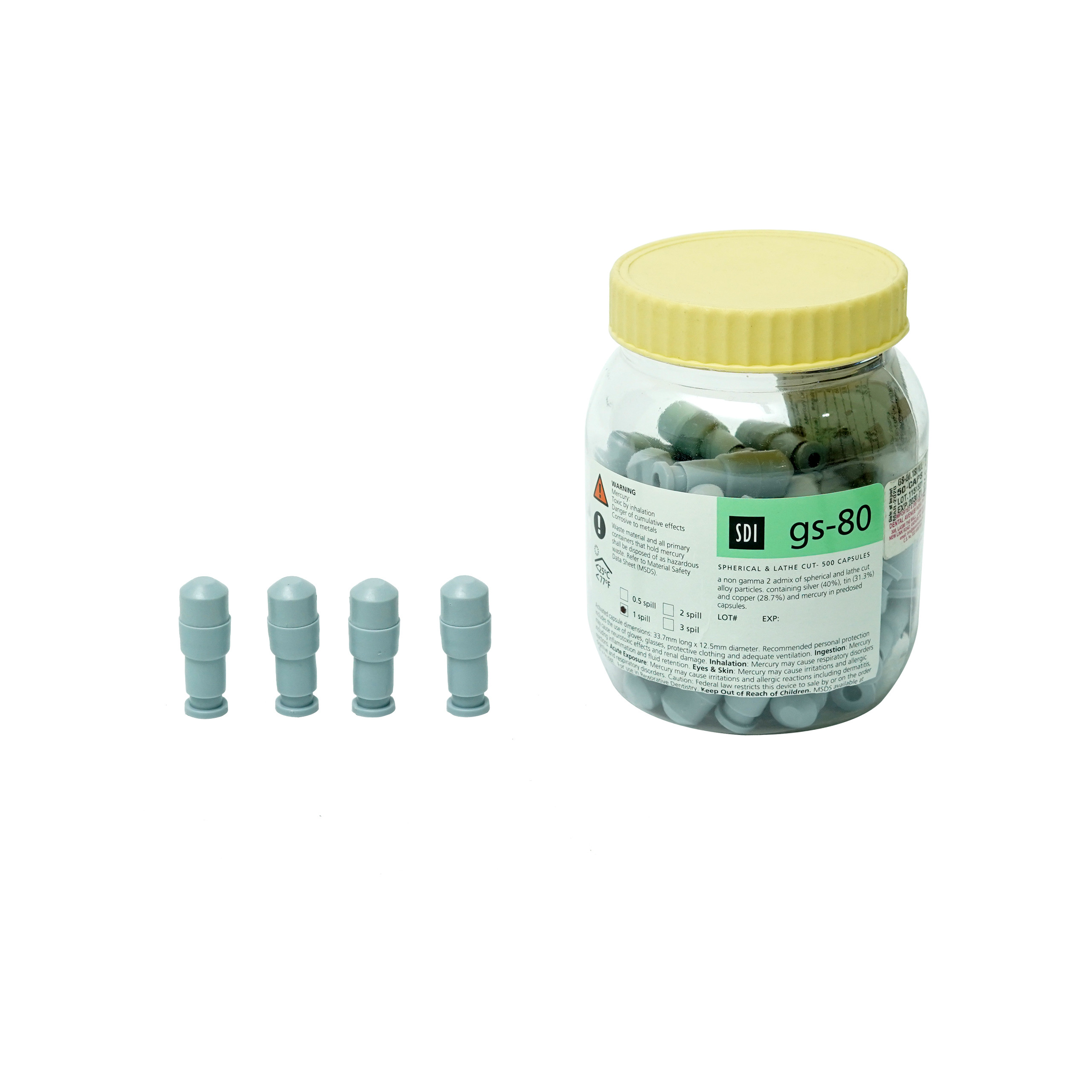 SDI GS-80 CAPS Amalgam Capsules 1 Spill Pack of 50 Caps